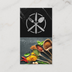 Tarjeta De Visita Logotipo de oro Silverware   Mármol negro   Especi
