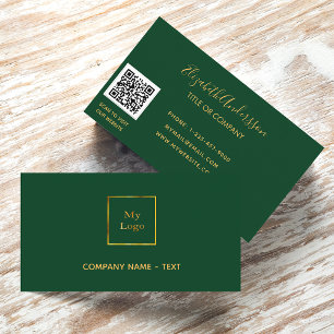 Tarjeta De Visita Logotipo de oro verde esmeralda minimalista elegan