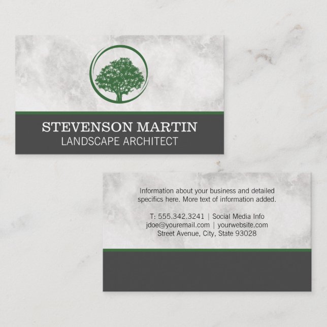 Tarjeta De Visita Logotipo de paisajismo del árbol verde (Anverso / Reverso)