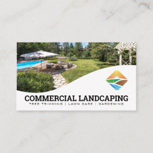 Tarjeta De Visita Logotipo de paisajismo moderno   Patio trasero res