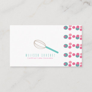 Tarjeta De Visita Logotipo de panadería Baker Cake Whisk Dots