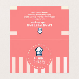 Tarjeta De Visita Logotipo de panadería casera simple rosa pastel