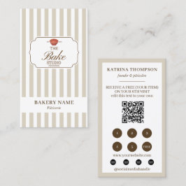 Tarjeta De Visita Logotipo de panadería de franjas beige marrones Le