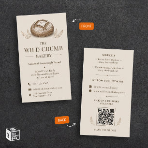 Tarjeta De Visita Logotipo de Panadería de Pan Artesanal Rústico con