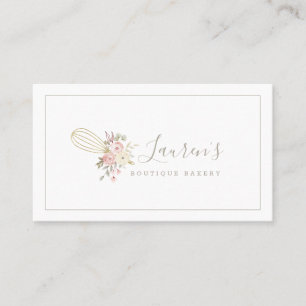 Tarjeta De Visita Logotipo de panadería floral rústica elegante