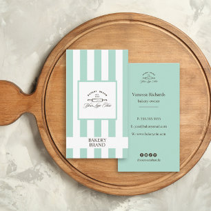 Tarjeta De Visita Logotipo de panadería francesa verde menta blanco 