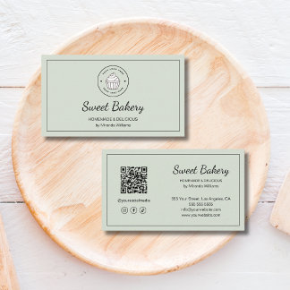 Tarjeta De Visita Logotipo de Panadería Moderna QR Redes Sociales Ve