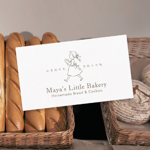 Tarjeta De Visita Logotipo de panadería vintage de niña