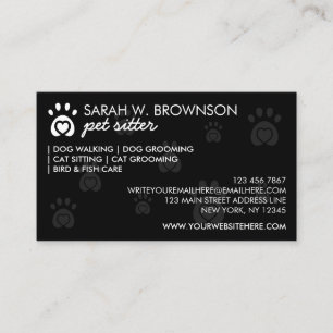 Tarjeta De Visita Logotipo de Patas con Corazón para Perro o Gato
