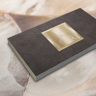 Tarjeta De Visita Logotipo de patrón de cuero de estilo Hair Stylist