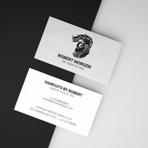 Tarjeta De Visita Logotipo de peinado con adornos negros simples