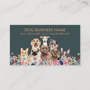 Tarjeta De Visita Logotipo de peluquería de mascotas verde marrón sa