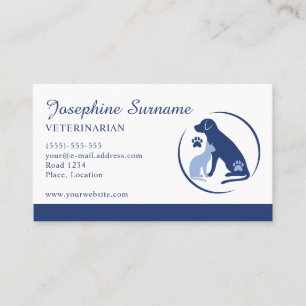 Tarjeta De Visita Logotipo de Perro Azul y Gato Clínica Veterinaria