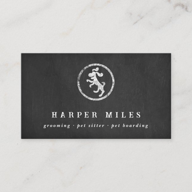 Tarjeta De Visita Logotipo de perro feliz de pizarra rusa (Anverso)