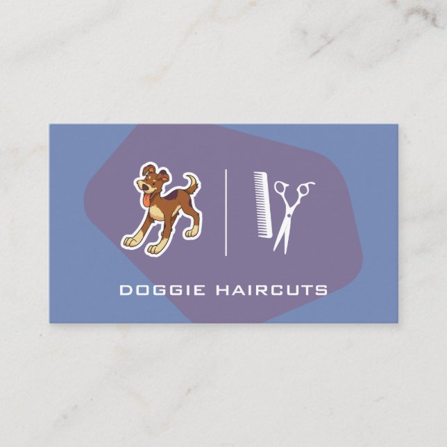 Tarjeta De Visita Logotipo de perro | Tijeras | Groomer (Anverso)
