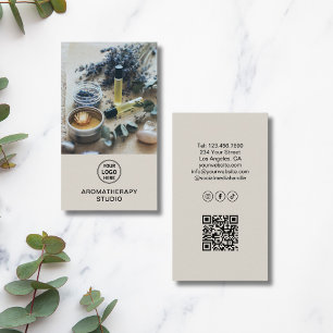 Tarjeta De Visita Logotipo de Personalizado Aromaterapía Spa QR Prof