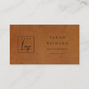 Tarjeta De Visita Logotipo de Personalizado de textura de cuero mode