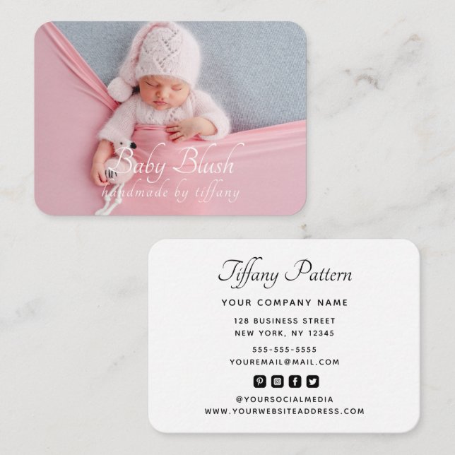 Tarjeta De Visita Logotipo de personalizado Foto Guión moderno Icono (Anverso / Reverso)