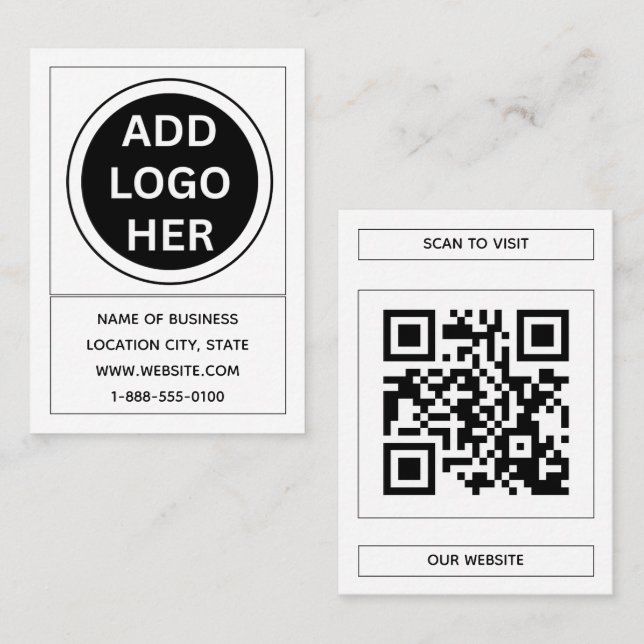 Tarjeta De Visita Logotipo de Personalizado negro moderno y QR Code  (Anverso / Reverso)