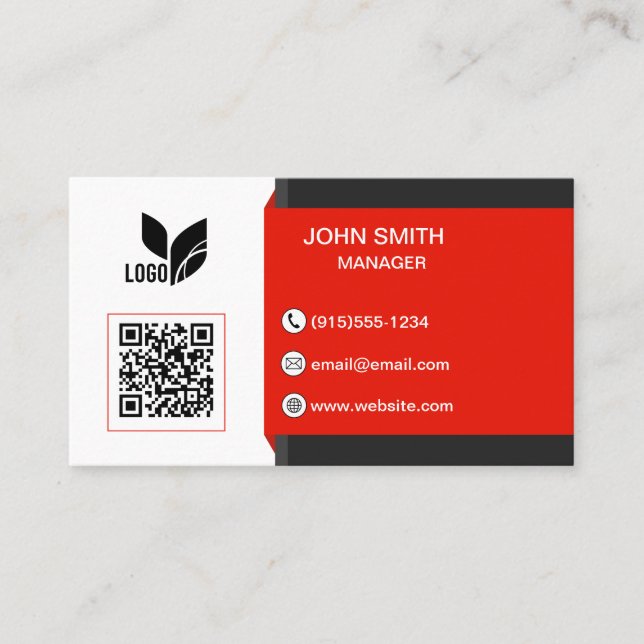 Tarjeta De Visita Logotipo de personalizado QR Moderno (Anverso)
