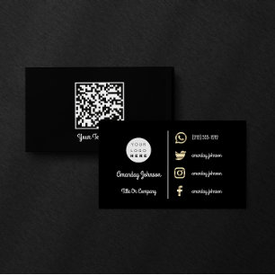 Tarjeta De Visita  Logotipo de personalizado Social Media Gold QR Co