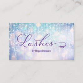 Tarjeta De Visita Logotipo de pestañas morado y broche Verde azulado