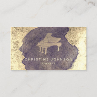 Tarjeta De Visita logotipo de piano de bienvenida de color azul oscu