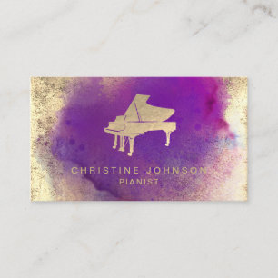 Tarjeta De Visita logotipo de piano de color púrpura