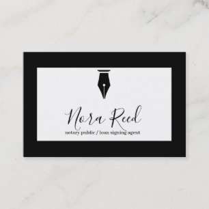 Tarjeta De Visita Logotipo de pluma de agente notarial calígrafo ind