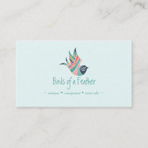 Tarjeta De Visita Logotipo de plumas de pájaro bohemio artístico