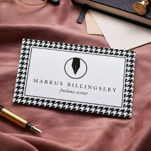 Tarjeta De Visita Logotipo de plumilla de pluma caligráfica con patr