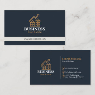 Tarjeta De Visita Logotipo de Propiedades Inmobiliarias Elegant Gold