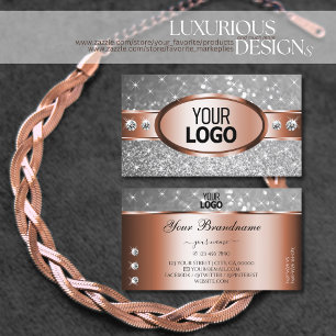 Tarjeta De Visita Logotipo de Purpurina de plata de oro Rosa Spark S