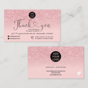 Tarjeta De Visita Logotipo de purpurina rosado Girly orden rosa grac