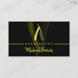 Tarjeta De Visita Logotipo de Razor BarberShop Negro Amarillo