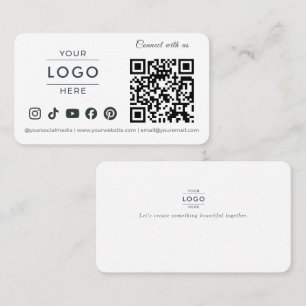 Tarjeta De Visita Logotipo de redes sociales con código QR minimalis