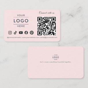 Tarjeta De Visita Logotipo de redes sociales con código QR minimalis
