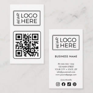 Tarjeta De Visita Logotipo de redes sociales de código QR blanco mod