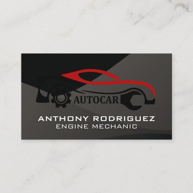 Tarjeta De Visita Logotipo de reparación automática | Coche deportiv (Anverso)