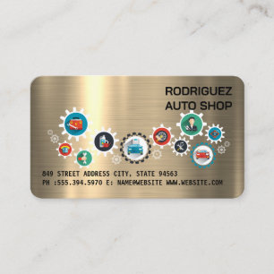 Tarjeta De Visita Logotipo de reparación de automóviles   Iconos de 
