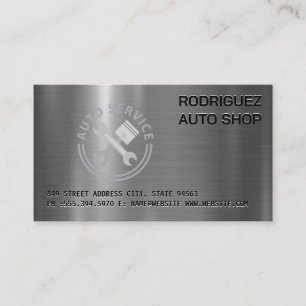 Tarjeta De Visita Logotipo de reparación de automóviles Metálico