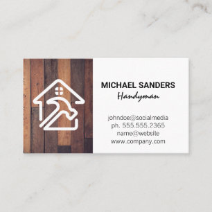 Tarjeta De Visita Logotipo de reparación del hogar Madera