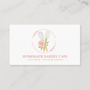 Tarjeta De Visita Logotipo de repostería de panadería de pastel rosa