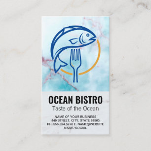 Tarjeta De Visita Logotipo de restaurante de mariscos Tenedor de p