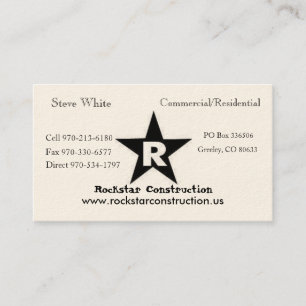 Tarjeta De Visita Logotipo de ROCKSTAR, Rockstar Constructi… -
