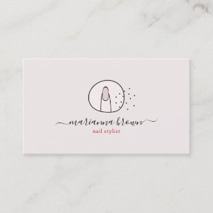 Tarjeta De Visita Logotipo de Salón de Uñas de Manicura Rosa Rojo Sp