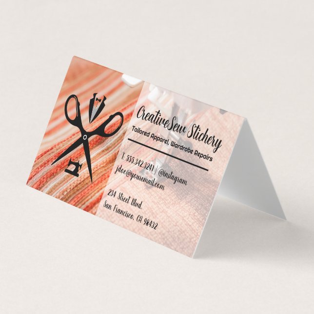 Tarjeta De Visita Logotipo de Seamstress | Sewn Fabric (Anverso)