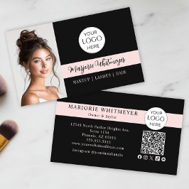 Tarjeta De Visita Logotipo de secuencia de código QR de foto de maqu