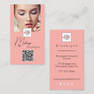 Tarjeta De Visita Logotipo de secuencia en rosa sonrosado Código QR