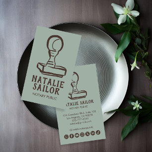 Tarjeta De Visita Logotipo de sello de madera Notario Público Icono 